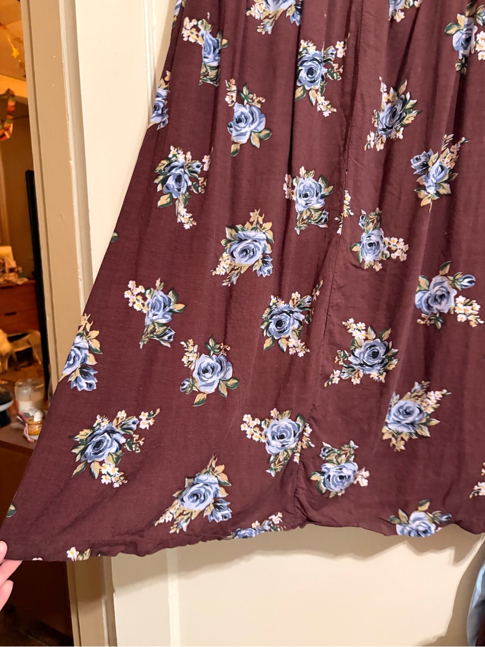 Vintage 90s Center Aisle Brown Floral & Denim Tank Midi Dress Plus Size 40/20W - Picture 2 of 7